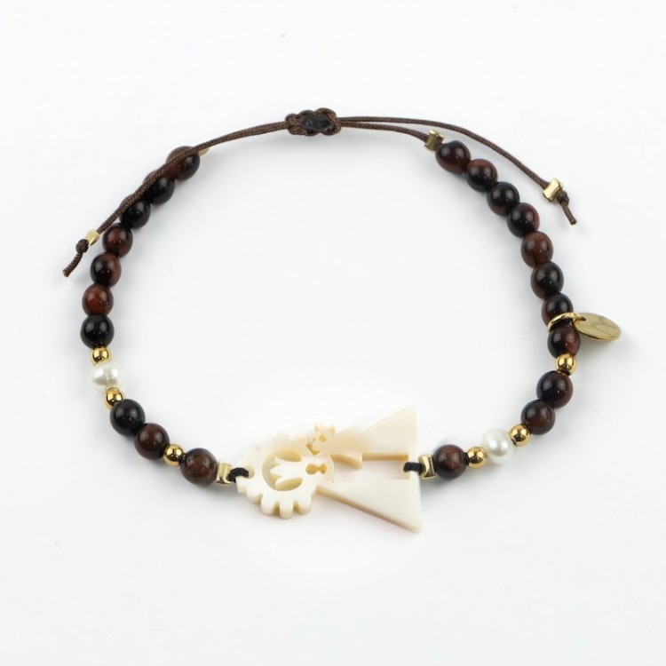 Virgen de los Desamparados. Pulsera Piedra y Perla Nácar