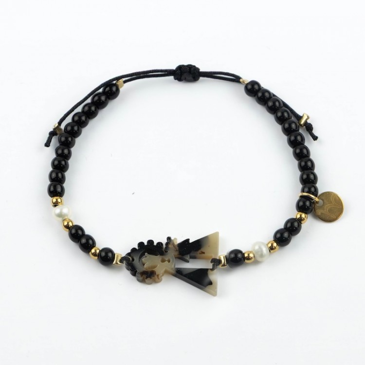 Virgen de los Desamparados. Pulsera Piedra y Perla Carey