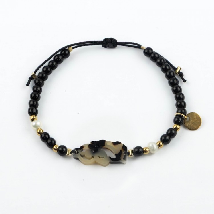 San Judas. Pulsera Piedra y Perla Carey