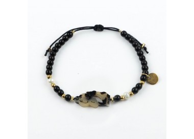 San Judas. Pulsera Piedra y Perla Carey