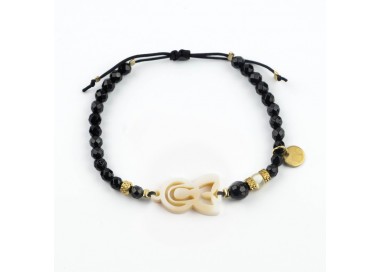 Virgen María. Pulsera Ónix Facetado Nácar