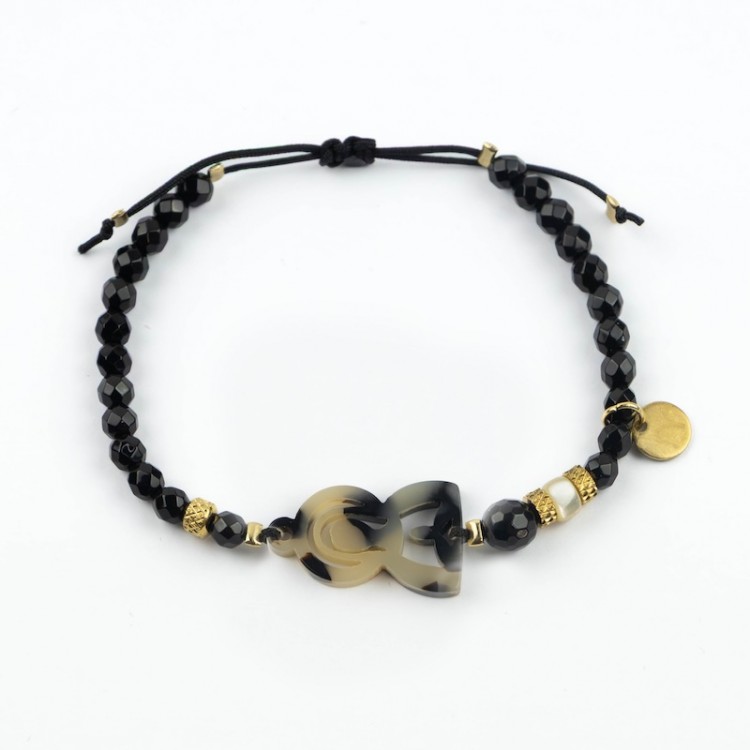 Virgen María. Pulsera Ónix Facetado Carey