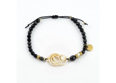 Virgen Madre. Pulsera Ónix Facetado Nácar
