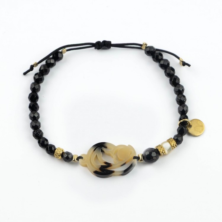 Virgen Madre. Pulsera Ónix Facetado Carey