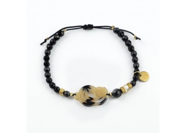 Virgen Madre. Pulsera Ónix Facetado Carey