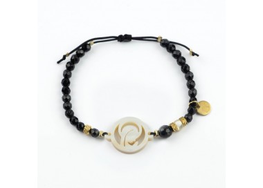 Virgen Niña. Pulsera Ónix Facetado Nácar