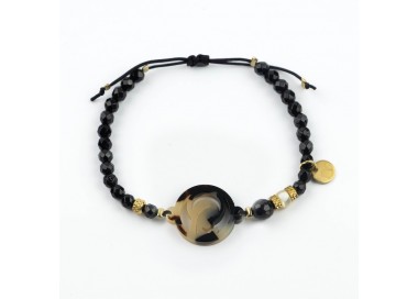Virgen Niña. Pulsera Ónix Facetado Carey