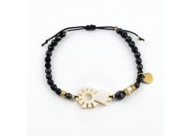 Virgen del Pilar. Pulsera Ónix Facetado Nácar