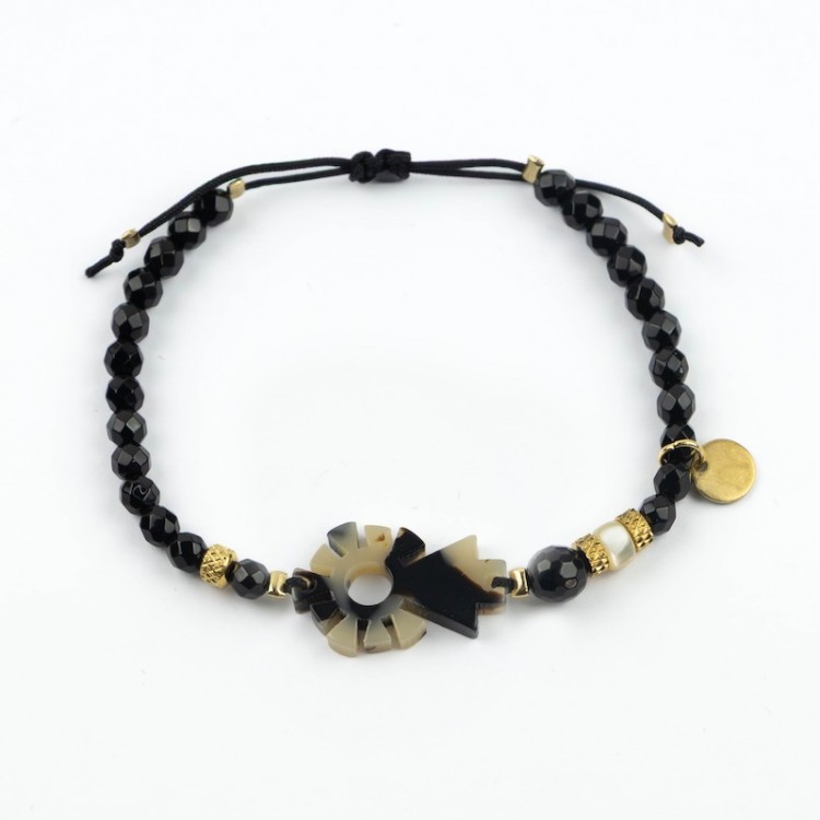Virgen del Pilar. Pulsera Ónix Facetado Carey
