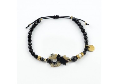 Virgen del Pilar. Pulsera Ónix Facetado Carey