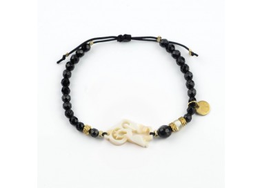 Virgen del Carmen. Pulsera Ónix Facetado Nácar