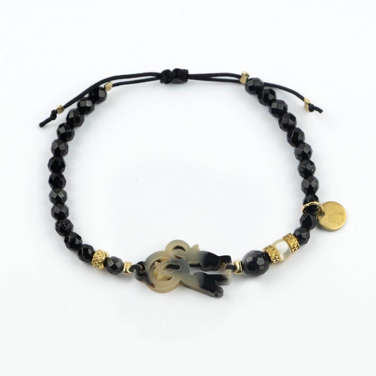 Virgen del Carmen. Pulsera Ónix Facetado Carey