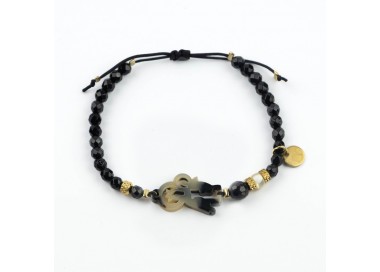 Virgen del Carmen. Pulsera Ónix Facetado Carey