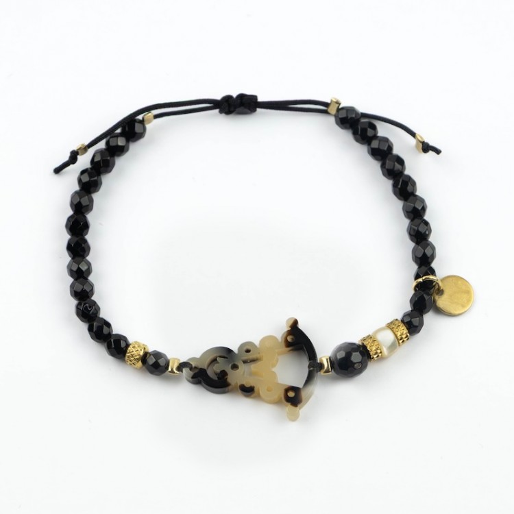 Virgen del Rocío. Pulsera Ónix Facetado Carey
