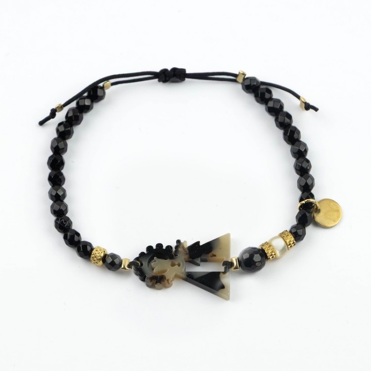 Virgen de los Desamparados. Pulsera Ónix Facetado Carey