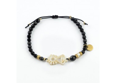 Virgen de Covadonga. Pulsera Ónix Facetado Nácar