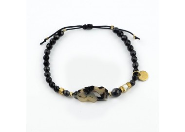 San Judas. Pulsera Ónix Facetado Carey