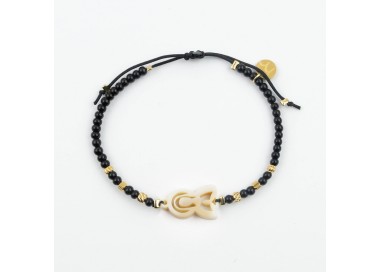 Virgen María. Pulsera Mini Ónix y Acero