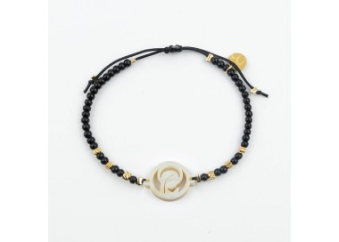 Virgen Niña. Pulsera Mini Ónix y Acero