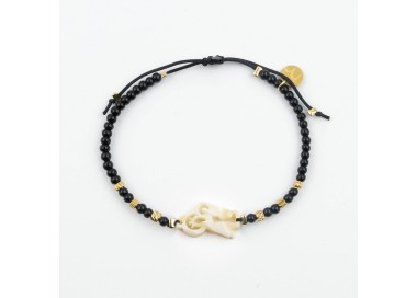 Virgen del Carmen. Pulsera Mini Ónix y Acero