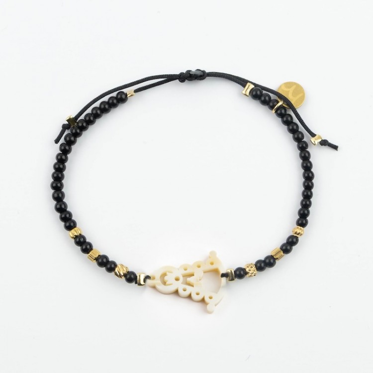Virgen del Rocío. Pulsera Mini Ónix y Acero