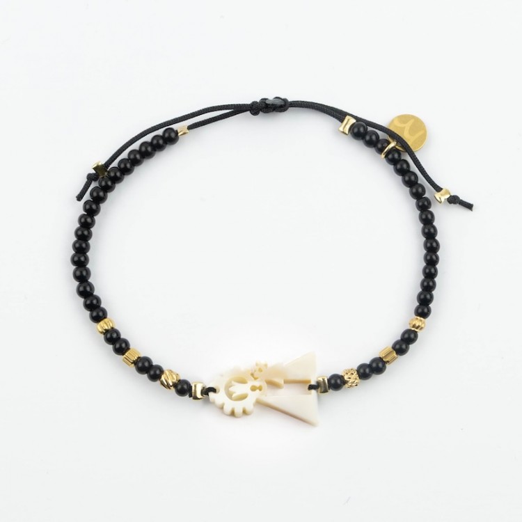 Virgen de los Desamparados. Pulsera Mini Ónix y Acero