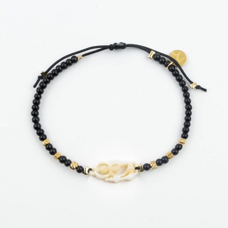 San Judas. Pulsera Mini Ónix y Acero