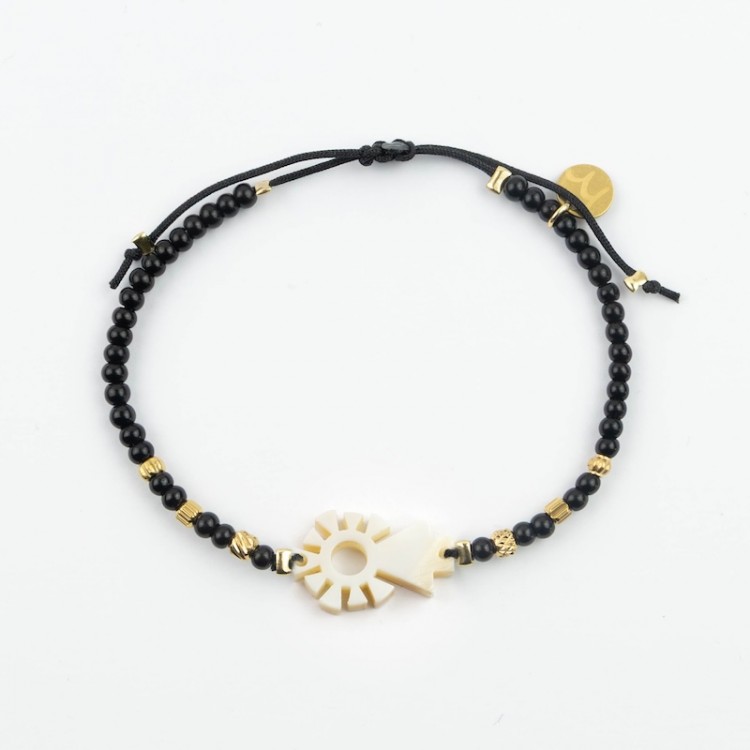 Virgen del Pilar. Pulsera Mini Ónix y Acero