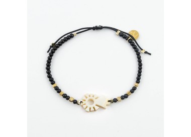 Virgen del Pilar. Pulsera Mini Ónix y Acero