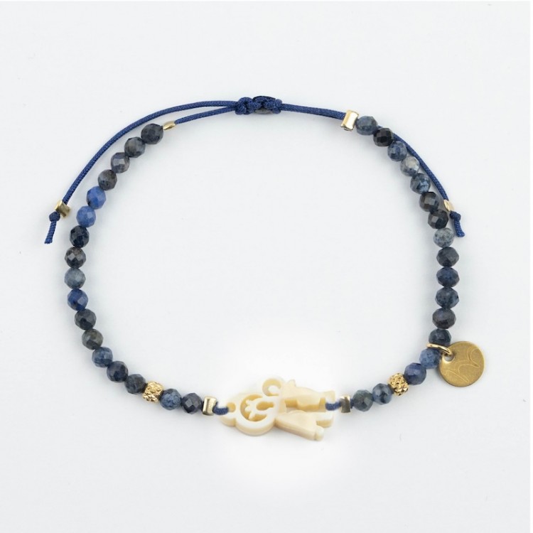 Virgen del Carmen. Pulsera Mini Piedras Facetadas