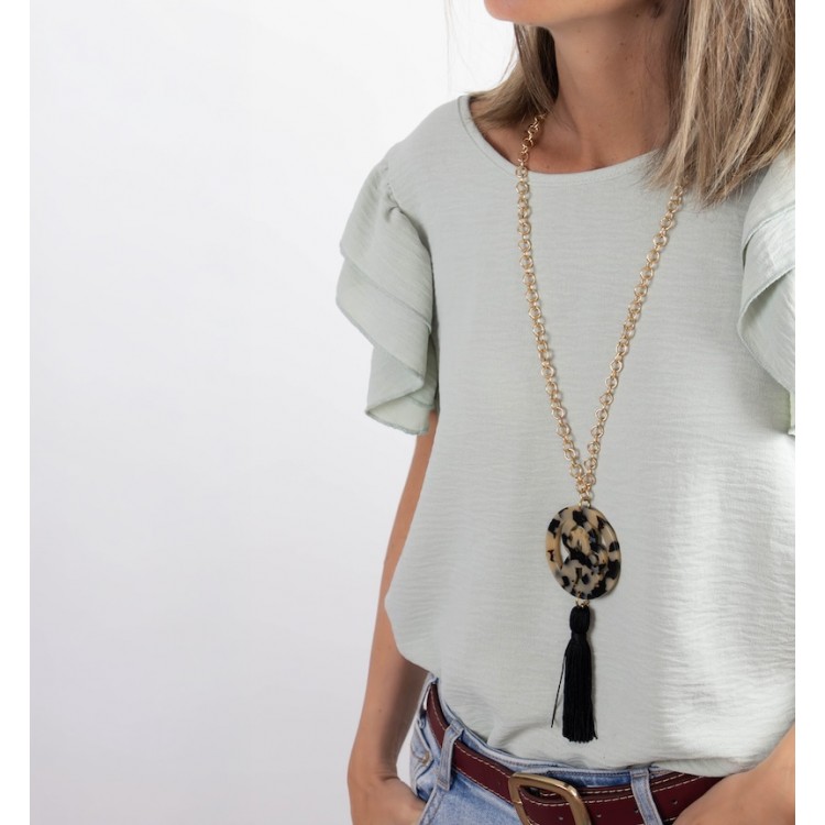 Virgen del Carmen. Collar Borla Nácar