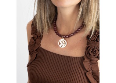Virgen Madre. Collar Corto Cristal Nácar