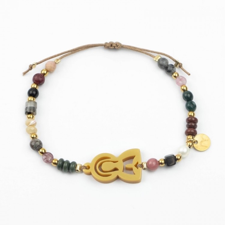 Virgen María. Pulsera Mix Dorada