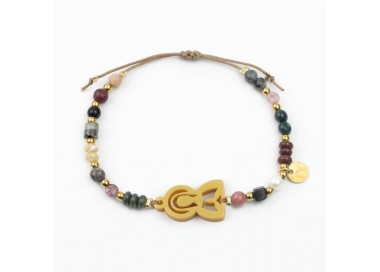 Virgen María. Pulsera Mix Dorada