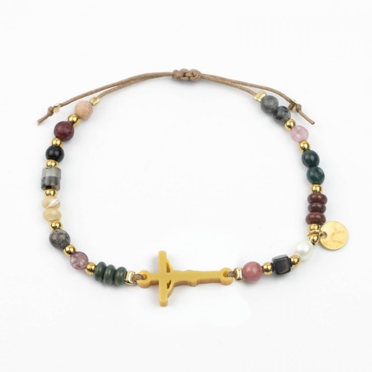 Cristo. Pulsera Mix Dorada