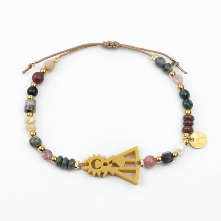 Virgen de Guadalupe Española. Pulsera Mix Dorada