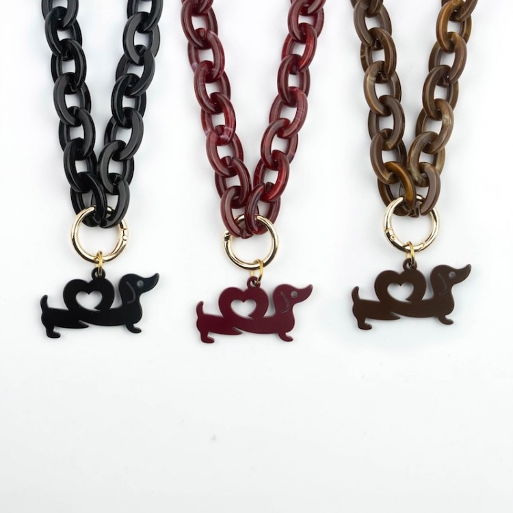 Collar Corto Eslabones Acrílicos Teckel