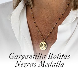 Gargantilla Bolitas Negras Medalla