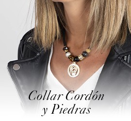 Collar Corto Cordón y Piedras